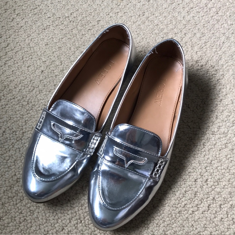 J. CREW silver loafers